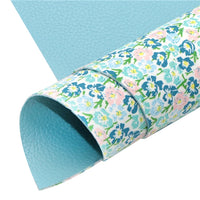 Floral Blues with Light Blue Litchi Double Sided Sheet