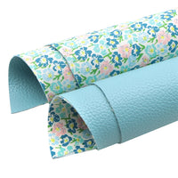 Floral Blues with Light Blue Litchi Double Sided Sheet