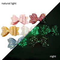 Pre Cut Glow In The Dark Glitter Faux Leather Bows