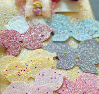 Pre Cut Glow In The Dark Glitter Faux Leather Bows