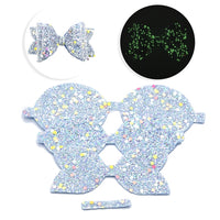 Pre Cut Glow In The Dark Glitter Faux Leather Bows