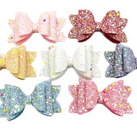 Pre Cut Glow In The Dark Glitter Faux Leather Bows
