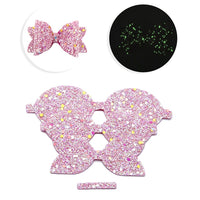 Pre Cut Glow In The Dark Glitter Faux Leather Bows