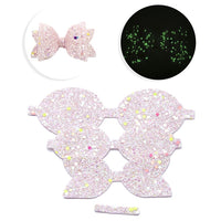 Pre Cut Glow In The Dark Glitter Faux Leather Bows