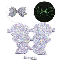 Pre Cut Glow In The Dark Glitter Faux Leather Bows