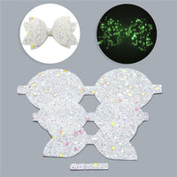 Pre Cut Glow In The Dark Glitter Faux Leather Bows