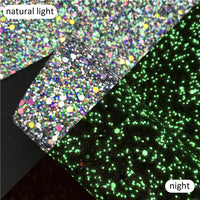 Glow in the Dark Chunky Glitter Faux Leather Sheet