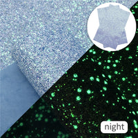 Glow in the Dark Chunky Glitter Faux Leather Sheet