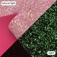 Glow in the Dark Chunky Glitter Faux Leather Sheet