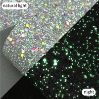 Glow in the Dark Chunky Glitter Faux Leather Sheet