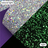 Glow in the Dark Chunky Glitter Faux Leather Sheet