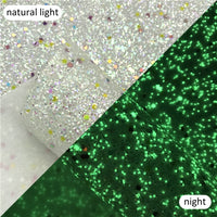 Glow in the Dark Chunky Glitter Faux Leather Sheet