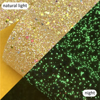 Glow in the Dark Chunky Glitter Faux Leather Sheet
