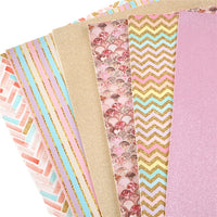 Gold & Pink Glitter Look Faux Leather Full Sheet Pack of 6
