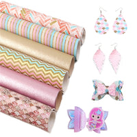 Gold & Pink Glitter Look Faux Leather Full Sheet Pack of 6
