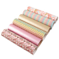 Gold & Pink Glitter Look Faux Leather Full Sheet Pack of 6