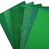 Green Mixed Faux Leather Full Sheet Pack of 7