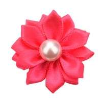 Satin Ribbon Flower with Pearl 3.8cm
