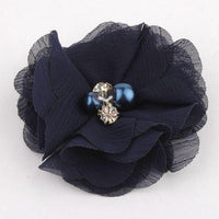 Chiffon Flower with Pearl/Rhinestone 5cm