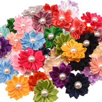 Satin Ribbon Flower with Pearl 3.8cm