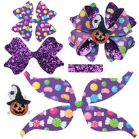 Pre Cut Halloween Candy Faux Leather Bows