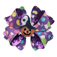 Pre Cut Halloween Candy Faux Leather Bows