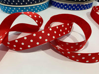 Spots Hot Red / White 7/8" Ribbon