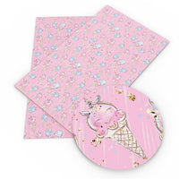 Ice Cream Unicorns on Pink Faux Leather Sheet