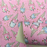 Ice Cream Unicorns on Pink Faux Leather Sheet