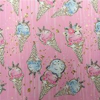Ice Cream Unicorns on Pink Faux Leather Sheet