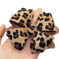 Pre Cut Leopard Faux Leather Bow