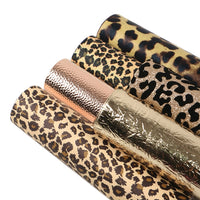 Leopard Print & Metallic Mix Faux Leather Full Sheet Pack of 6