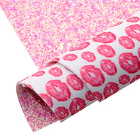 Kissing Lips with Pink Heart Chunky Glitter Double Sided Sheet