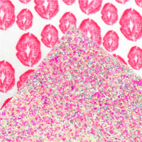 Kissing Lips with Pink Heart Chunky Glitter Double Sided Sheet