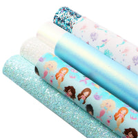 Mermaid Blues Faux Leather Full Sheet Pack of 7
