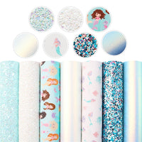Mermaid Blues Faux Leather Full Sheet Pack of 7