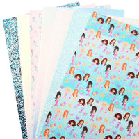 Mermaid Blues Faux Leather Full Sheet Pack of 7