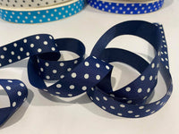 Spots Navy / White 7/8" Ribbon