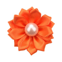 Satin Ribbon Flower with Pearl 3.8cm