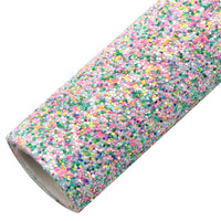 Chunky Pastel Pink & Mint Glitter Faux Leather Sheet