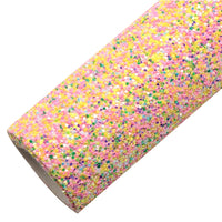 Orange Sherbet Rainbow Chunky Glitter Faux Leather Sheet