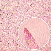 Pink Litchi with Pink & Silver Sequin Glitter Double Sided Faux Leather Sheet