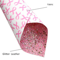 Pink Ribbon on White with Pink Silver Glitter Double Sided Sheet