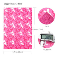 Pink Ribbon on Pink with Dark Pink Glitter Double Sided Sheet