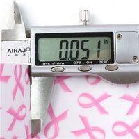 Pink Ribbon on White with Pink Silver Glitter Double Sided Sheet