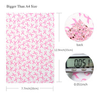Pink Ribbon on White with Pink Silver Glitter Double Sided Sheet