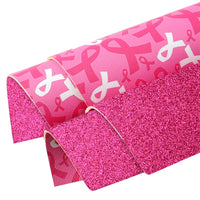 Pink Ribbon on Pink with Dark Pink Glitter Double Sided Sheet
