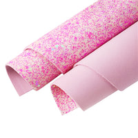 Light Pink Velvet with Pink Heart Chunky Glitter Double Sided Sheet