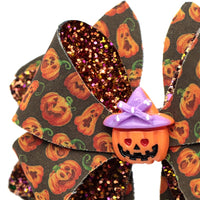 Pre Cut Halloween Pumpkin Faux Leather Bows