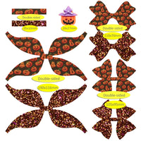 Pre Cut Halloween Pumpkin Faux Leather Bows